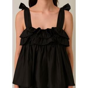 NWT Nackiyé Milk Pudding Ruffled Top Black EU 38 US 6 Designer Top Retail $872